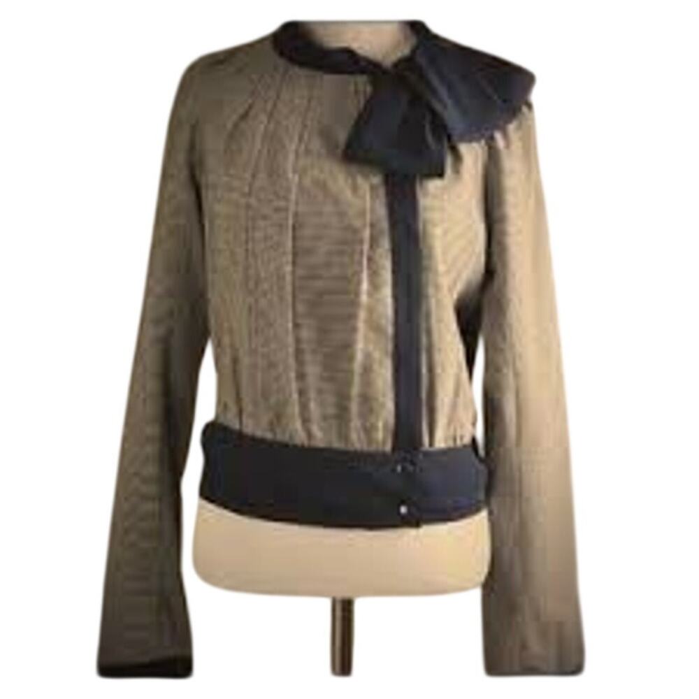 ZAC POSEN Z Spoke Micro Houndstooth Wool Jacket PREPPY Old Money Size 6 Small S